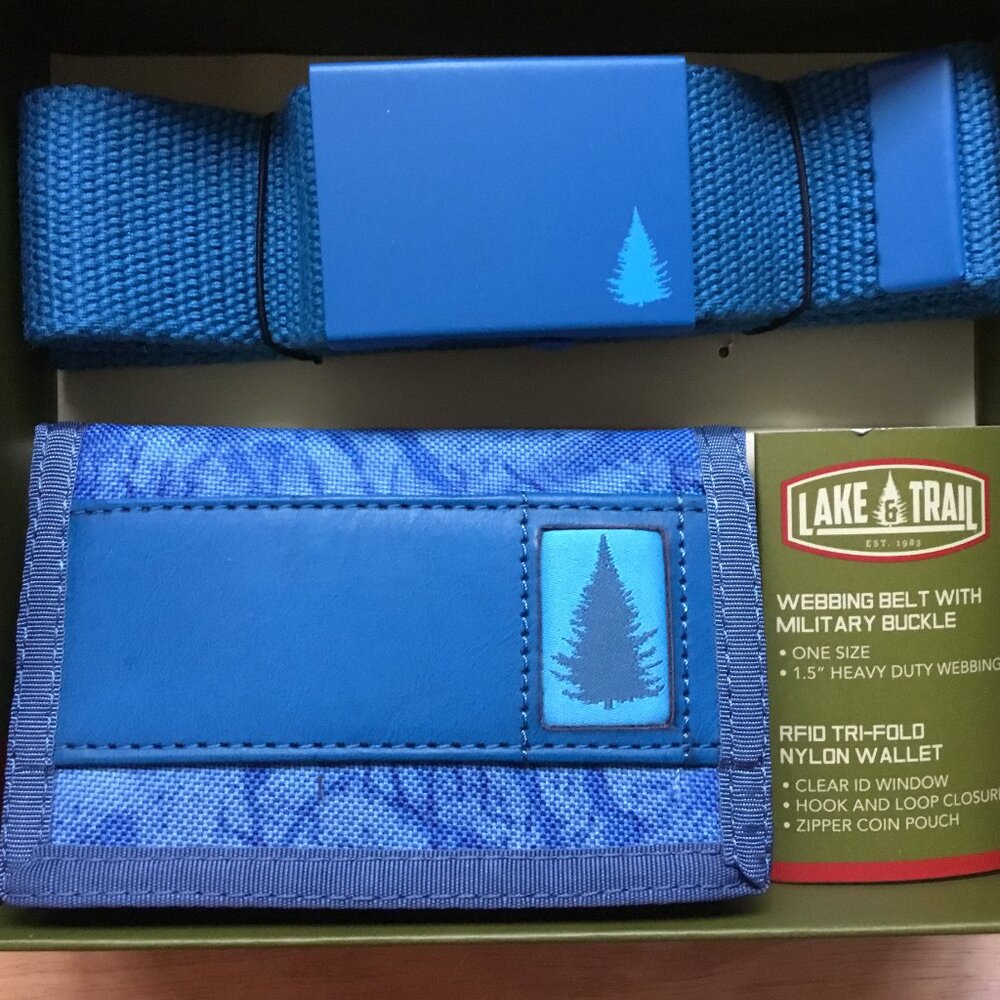 Lake Trail Webbing Belt with Wallet: Blue